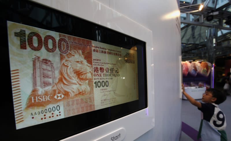 FILE PHOTO: Image shows the latest version of Hong Kong dollar note in Hong Kong