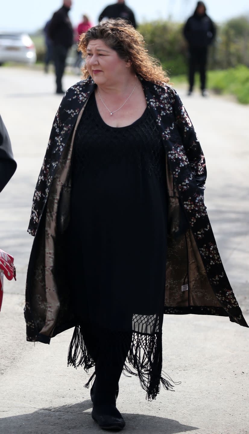 cheryl fergison attends the funeral of paul ogrady in april 2023