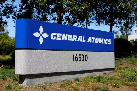 FILE PHOTO: The sign at a General Atomics office complex is shown in Rancho Bernardo, California May 12, 2016. REUTERS/Mike Blake/File Photo