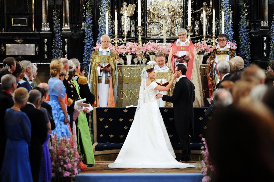 Around 1,100 guests watched as the couple said their vows at Stockholm Cathedral. 