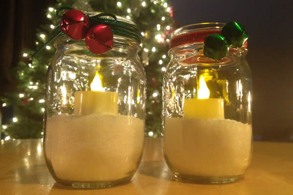 Snowy Mason Jar Candles