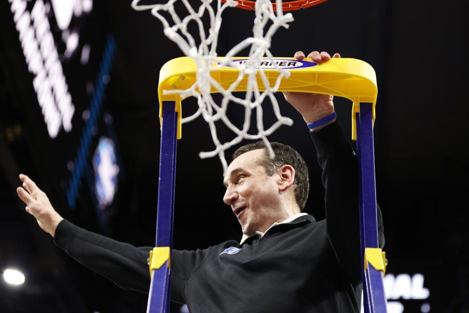 Duke coach Mike Krzyzewski and his team are heading to the Final Four. (Photo by Steph Chambers/Getty Images)
