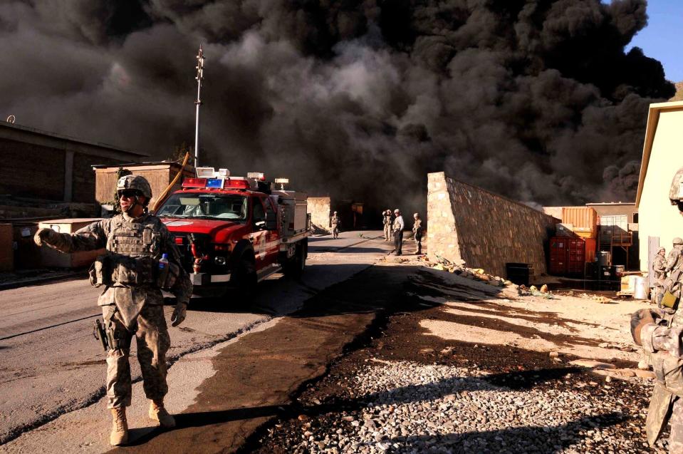 US airman fire firefighting fuel Afghanistan