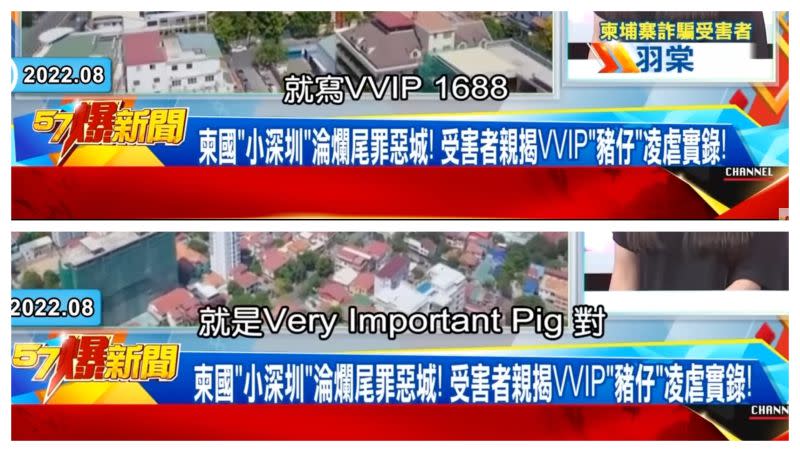 ▲起初看到「VVIP1688」的牌子，受害者還認為自己「真的很重要」，不過歷經後續的不法對待後，才意識到是「Very Very Important Pig」，極有價值的「豬仔」。（圖／翻攝自《57報新聞》YouTube）