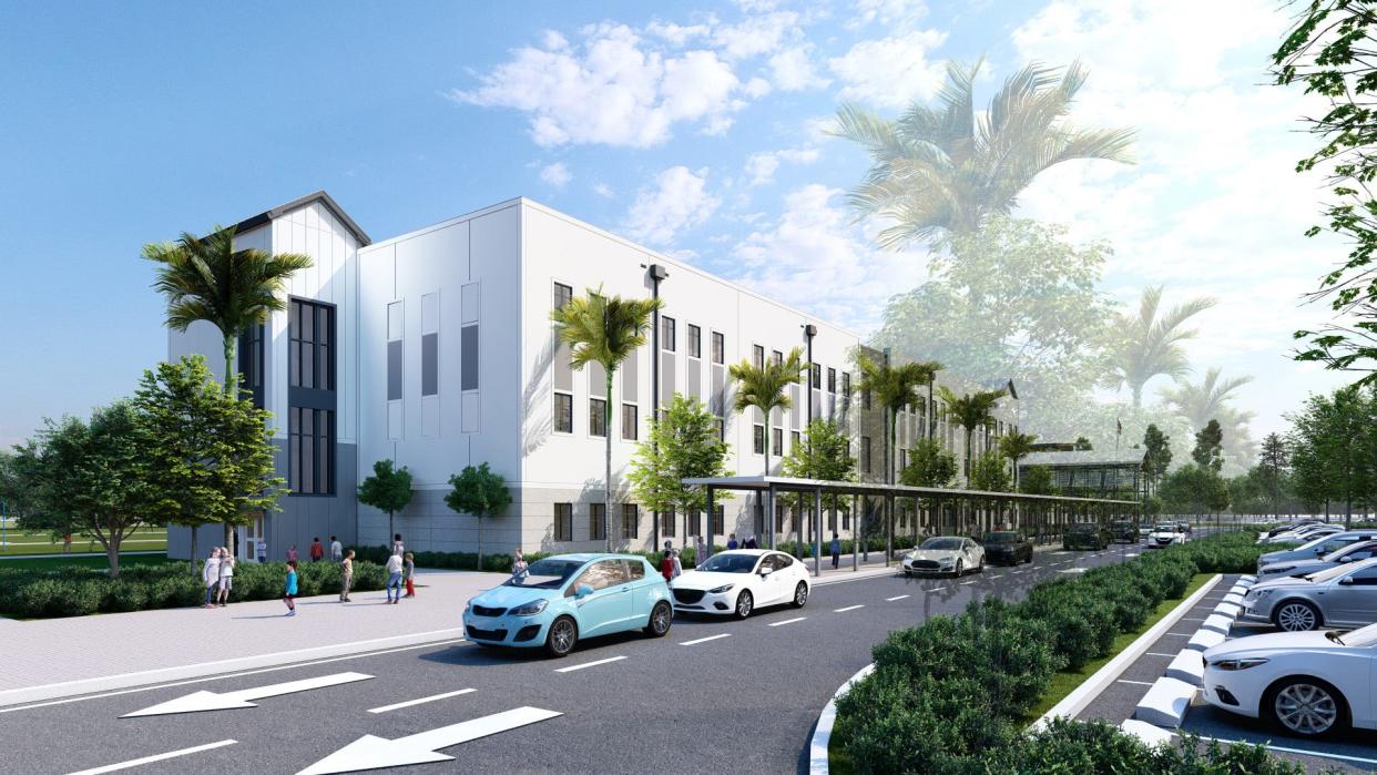 A view of the planned West Acreage elementary school from the east side on Cane Field Trace in the far western part of Palm Beach County.