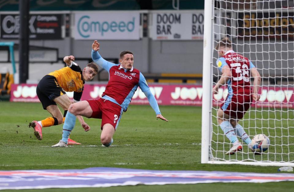 South Wales Argus: Lewis Collins scored his first League Two goal against Scunthorpe in the 2021 promotion push