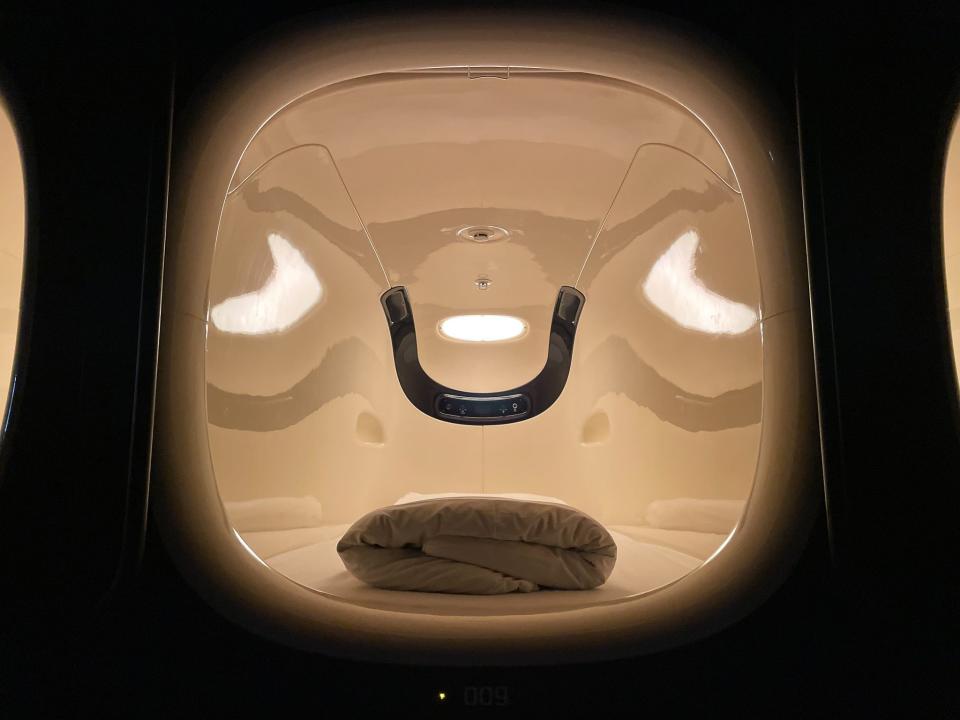 Nine Hours Capsule Hotel at the Narita Airport in Japan, Monica Humphries, “I spent $60 for a capsule stay in Tokyo’s airport to be steps away from my terminal.”