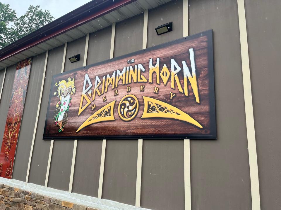 The sign outside the taproom of Brimming Horn Meadery,  which searves medieval-inspired meads, metheglins, fruit wines and hard teas in Milton, DE. Picutred here May 13, 2023.