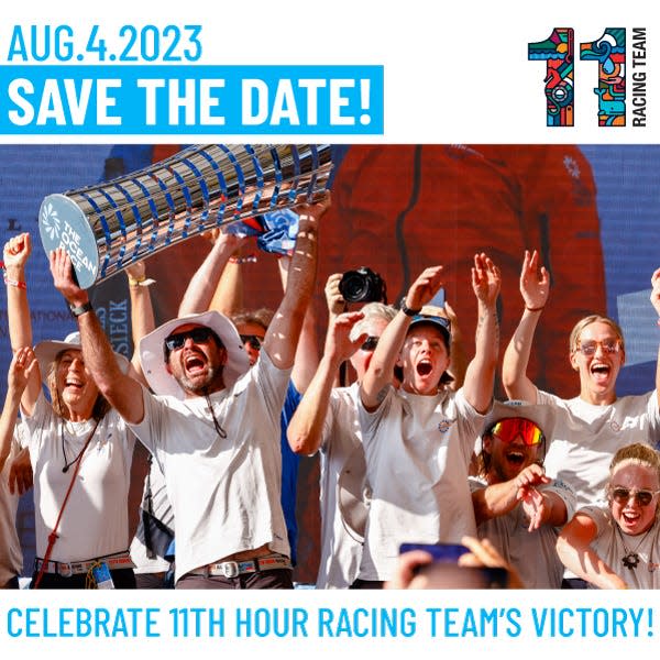 Newport-based 11th Hour Racing Team will host a celebration of their victory in the 2023 around the world Ocean Race on August 4, 2023 in downtown Newport.