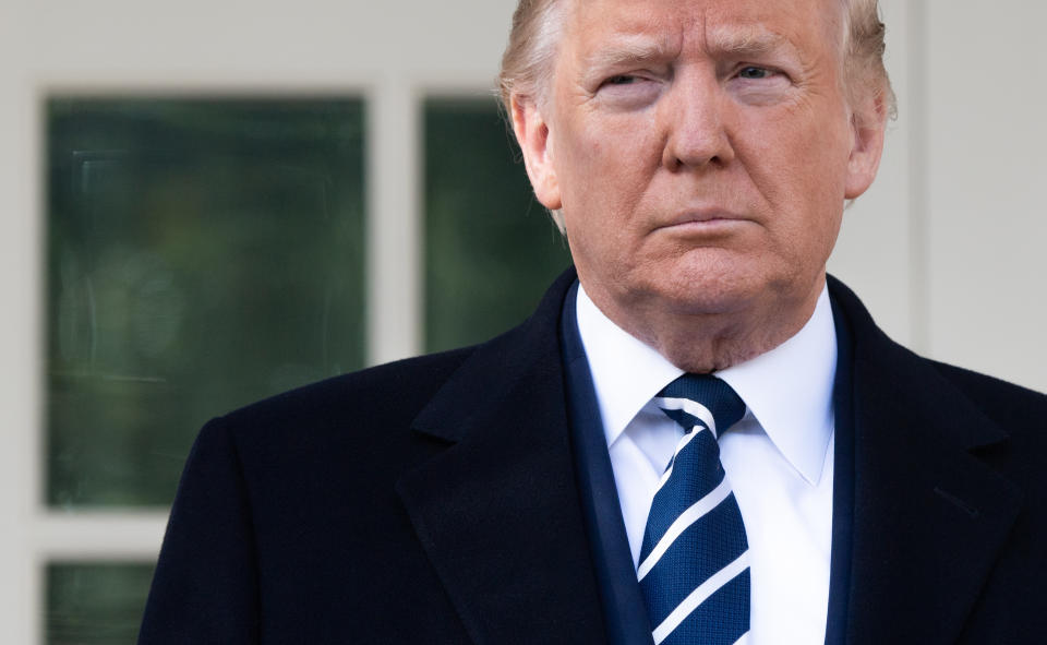 US President Donald Trump speaks to the press as he greets Israeli Prime Minister Benjamin Netanyahu for meetings at the White House in Washington, DC, January 27, 2020. (Photo by SAUL LOEB / AFP) (Photo by SAUL LOEB/AFP via Getty Images)