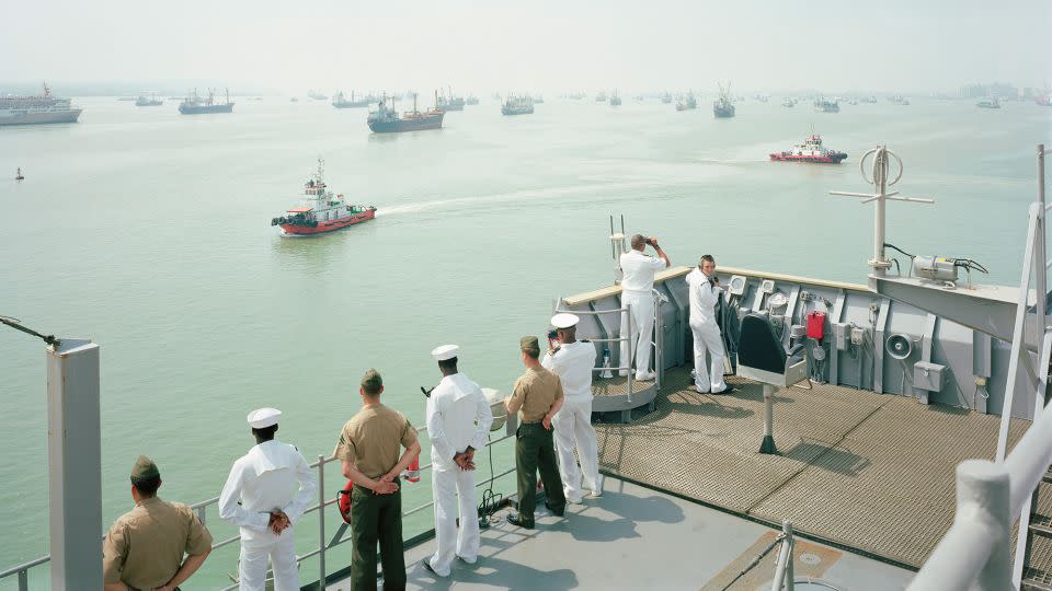 "Manning the Rail, USS Tortuga, Java Sea (2010)." - Courtesy the artist/Marian Goodman Gallery