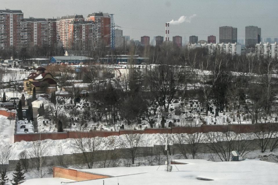 A view of the Borisovo cemetery in Moscow, where the burial of late Russian opposition leader Alexei Navalny is set to take place (AFP via Getty Images)