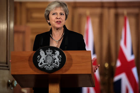 Britain's Prime Minister Theresa May makes a statement on Brexit negotiations with the European Union at Number 10 Downing Street, London September 21, 2018 . Jack Taylor/Pool via Reuters