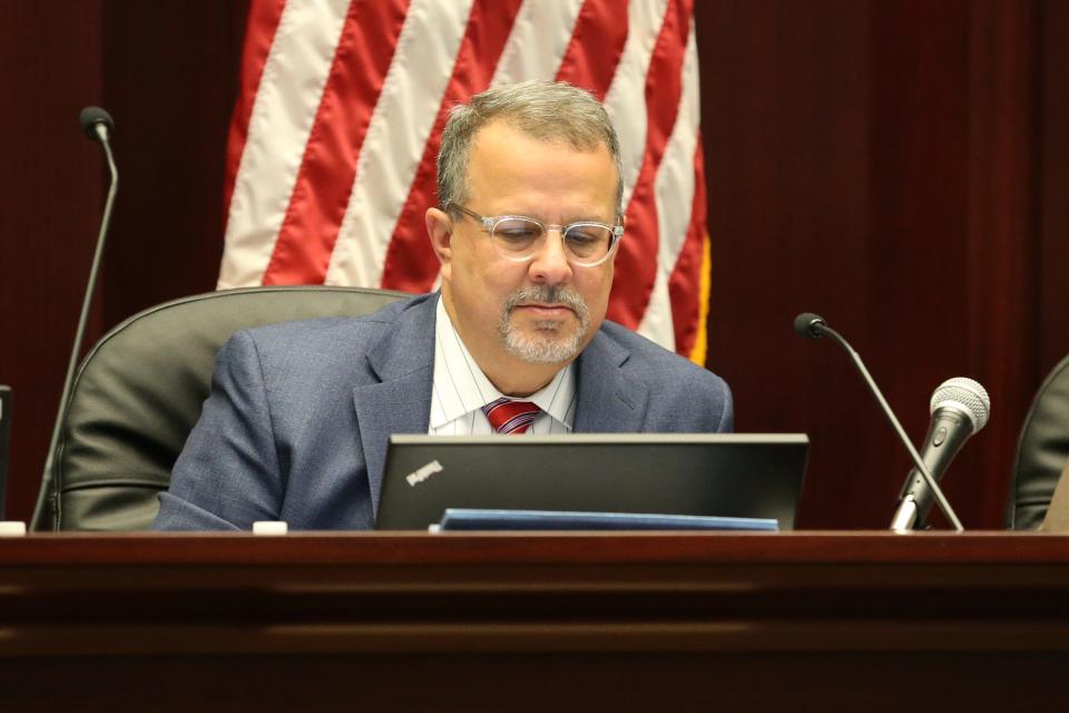 Florida Commission on Ethics Commissioner Tony Carvajal listens as the commission holds a public meeting before holding a probable cause hearing into an ethics complaint previously filed against former Mayor Andrew Gillum Friday, Jan. 25, 2019 at the First District Court of Appeals in Tallahassee.