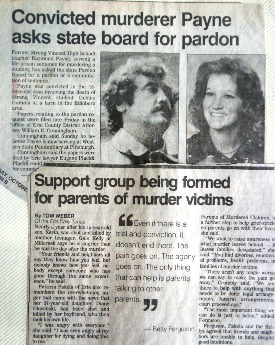 Betty Ferguson kept a scrapbook of news clippings about the case of her daughter, Debbie Gama, 16, who was killed by Raymond D. Payne in 1975.