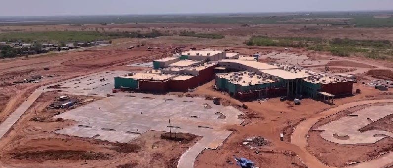 A still shot taken from September drone footage of construction at Legacy High School.