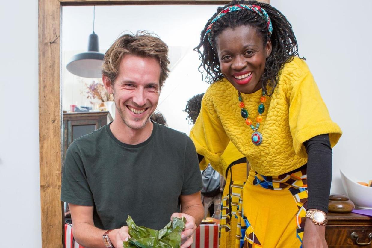 Masterchef: Carine Ottou gives Richard Godwin a cookery lesson at her home in Brixton: Matt Writtle
