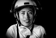 <p>Cape Grisel Valencia, a member of the Firemen Corp of Baja California Sur who volunteered as fireman, paramedic and rescuer after the 7.1 earthquake that hit Mexico on Sept. 19, poses for pictures in Mexico City on Sept. 25, 2017. What struck Valencia the most was the number of volunteers. (Photo: Omar Torres/AFP/Getty Images) </p>