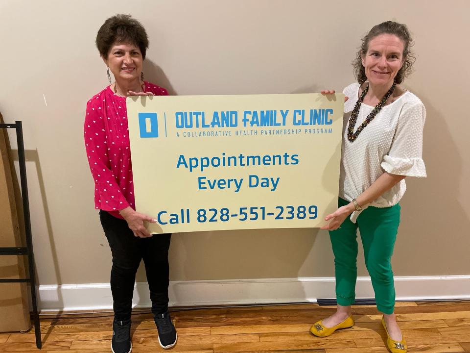 Mary Ann Reeley, left, an Ebbs Chapel Community Center board member and retired medical technician, stands with Amy Beane, the family nurse practitioner at Outland Family Clinic in Ebbs Chapel.