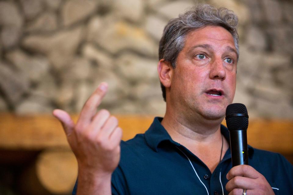 United States Representative Tim Ryan, running for U.S Senate seat being vacated by U.S. Senator Rob Portman, gave a town hall aimed at undecided voters at Alley Park in Lancaster, Ohio on August 3, 2022.