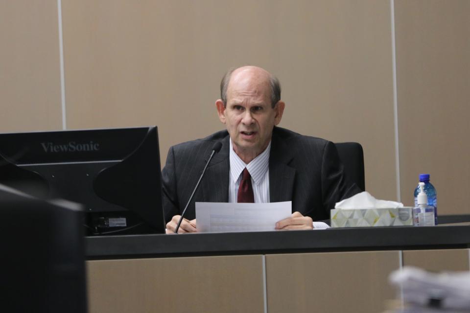 President of political consultant firm Research and Polling Inc. Brian Sanderoff testifies during the New Mexico gerrymandering trial, Sept. 28, 2023 at the Lea County District Court in Lovington.