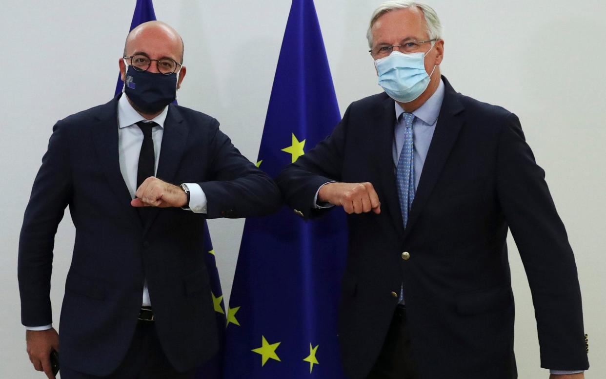 European Council President Charles Michel, left, and the EU's chief Brexit negotiator Michel Barnier - Yves Herman/Reuters