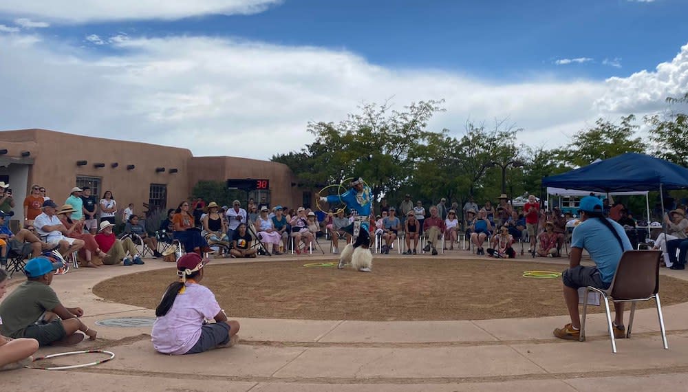 A hoop dancer performs at the Nakotah LaRance Hoop Dance Championship. (Photo/Facebook/Lightning Boy Foundation).