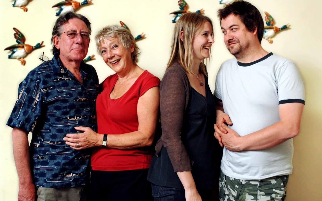 Jan Etherington with her husband, Gavin Petrie, daughter, Lucy, and her partner, Nigel - Linda Nylind