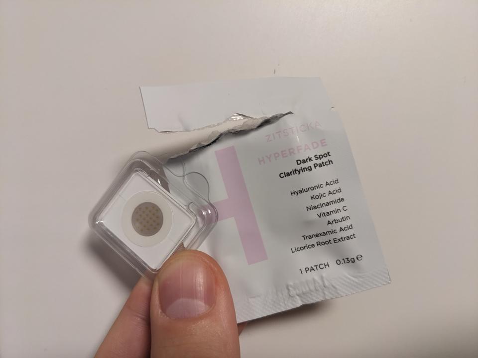 a zitsticka hyperface dark spot clarifying patch out of the package