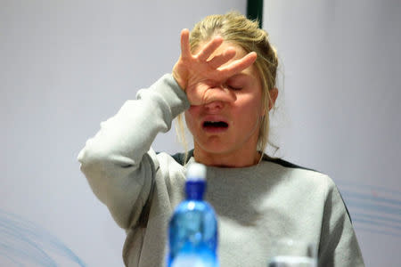 Norwegian three-time Olympic cross-country skiing medalist Therese Johaug attends a press conference in Oslo, Norway 13 October 2016. NTB SCANPIX/ Hakon Mosvold Larsen via REUTERS