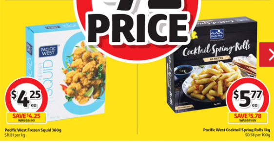 Screenshot of Coles half-price specials.