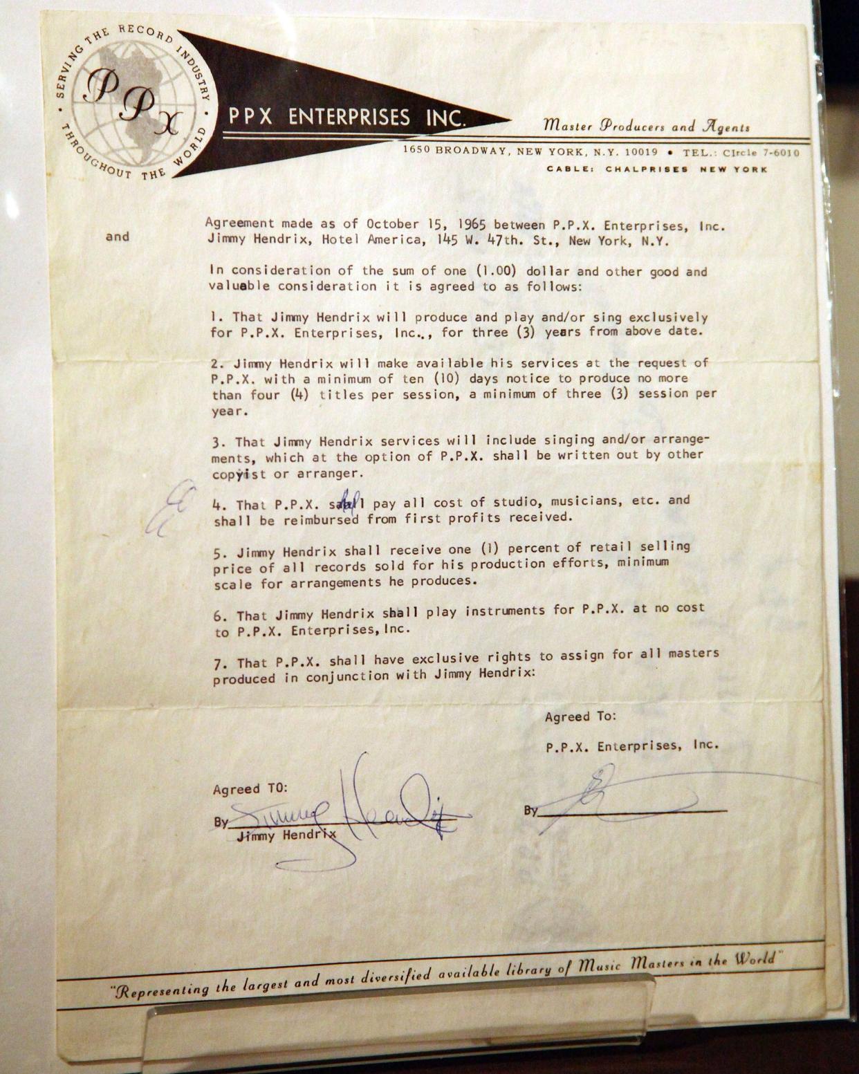 Jimi Hendrix's First Contract