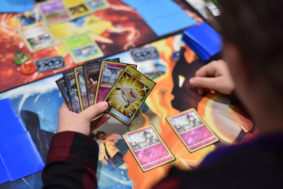 LONDON, ENGLAND - NOVEMBER 17:  Attendees compete at the Pokemon European International Championships at ExCel on November 17, 2017 in London, England. Thousands of competitors from around the world will attend the Pokémon TCG and Video Game Europe International Championships over three days, the first International Championships of the 2018 season. The competition will feature high Championship Point payouts and a prize pool value of up to $250,000.  (Photo by John Keeble/Getty Images)