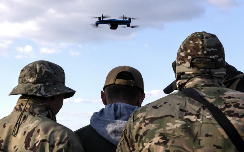 The Ukrainian military learning to fly drones earlier in May - Paula Bronstein/Getty