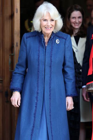 <p>Chris Jackson/Getty</p> Queen Camilla leaves the Douglas Borough Council on March 20, 2024 in Douglas, Isle of Man.