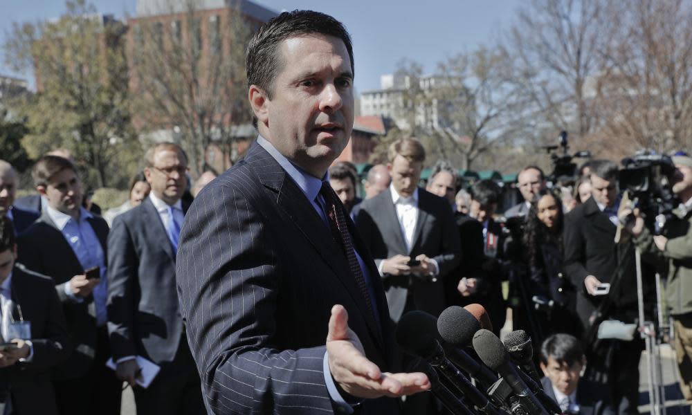 Devin Nunes speaks to reporters outside the White House.