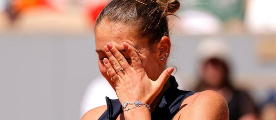 L'Ukrainienne Marta Kostyuk a perdu son match face à la Biélorusse Aryna Sabalenka dimanche 28 mai à Roland Garros.  - Credit:THOMAS SAMSON / AFP