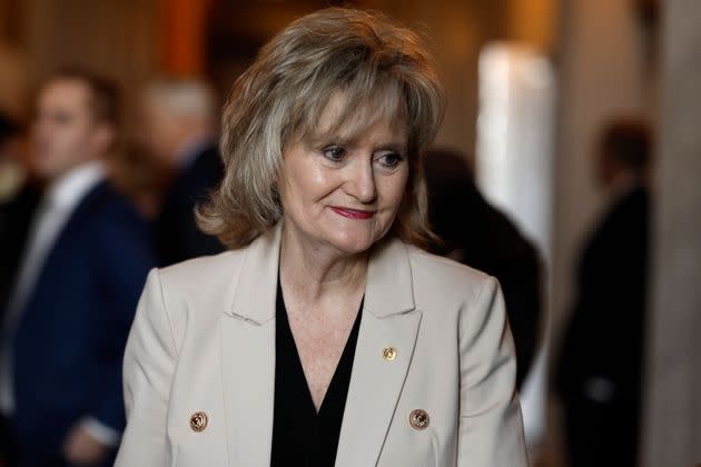 Sen. Cindy Hyde-Smith (R-Miss.) praised former President Donald Trump on the day of his arraignment for his 