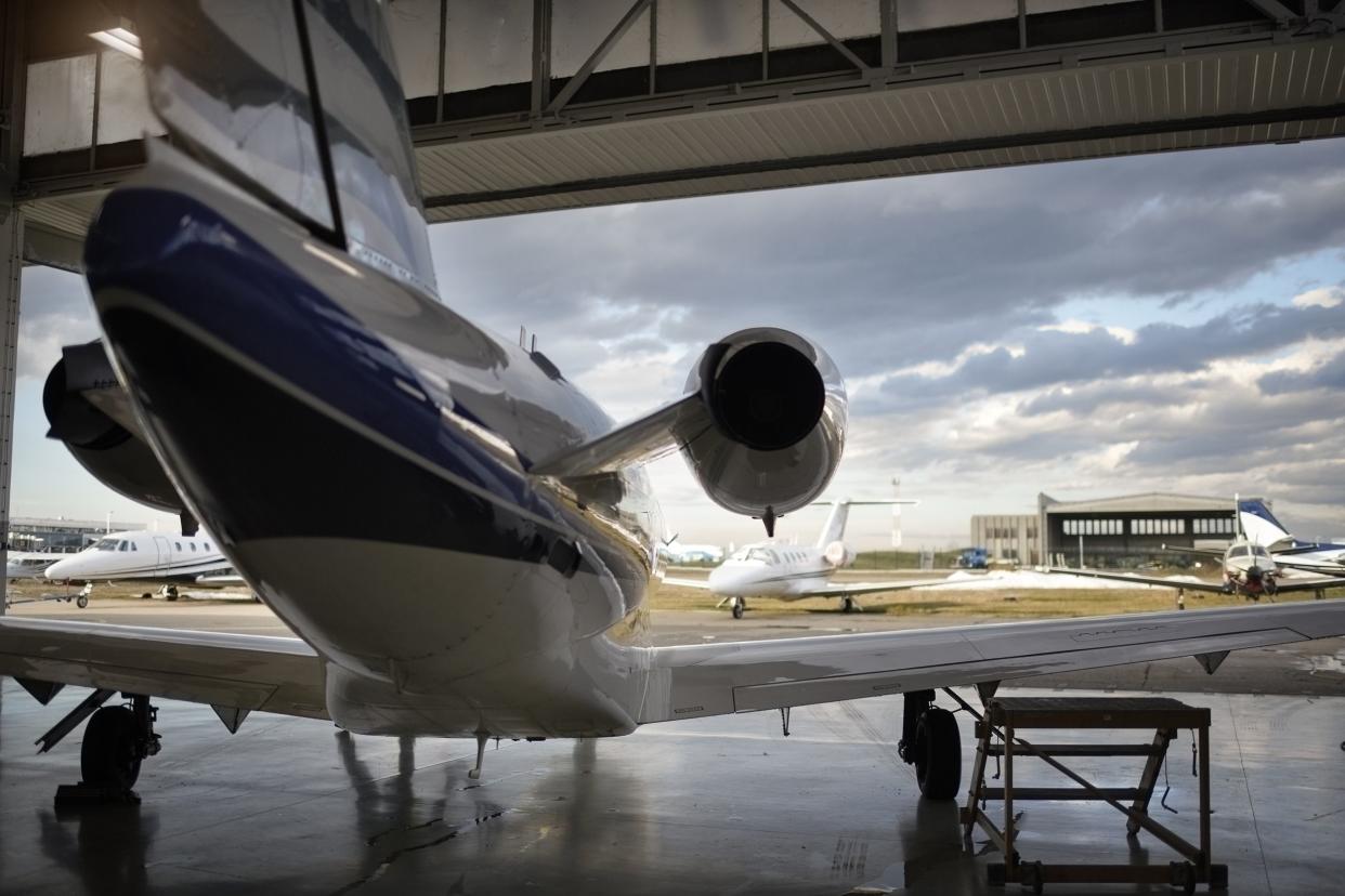 private aircraft in the hangar