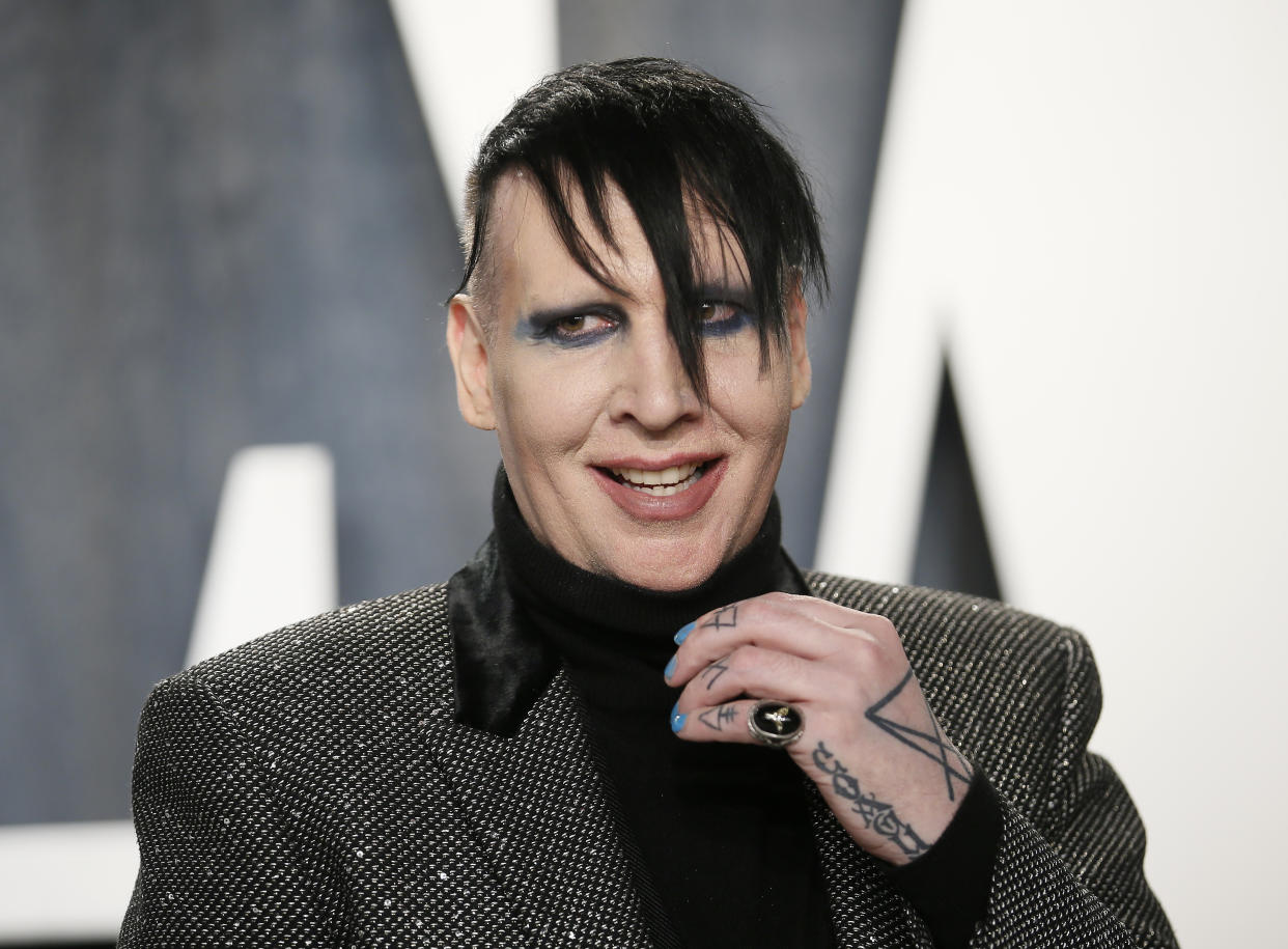 Marilyn Manson attends the Vanity Fair Oscar party in Beverly Hills during the 92nd Academy Awards, in Los Angeles, California, U.S., February 9, 2020.    REUTERS/Danny Moloshok