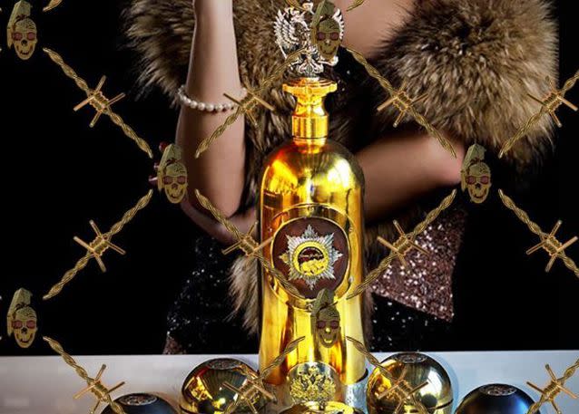 The vodka bottle - worth $1.7 million - was stolen from a Copenhagen bar. Source: Dartz Motor Company