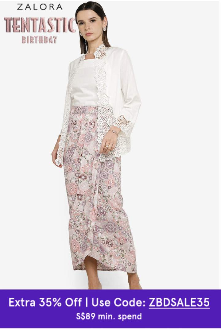 Zalia Embroidery 3 Piece Kebaya Set. PHOTO: Zalora