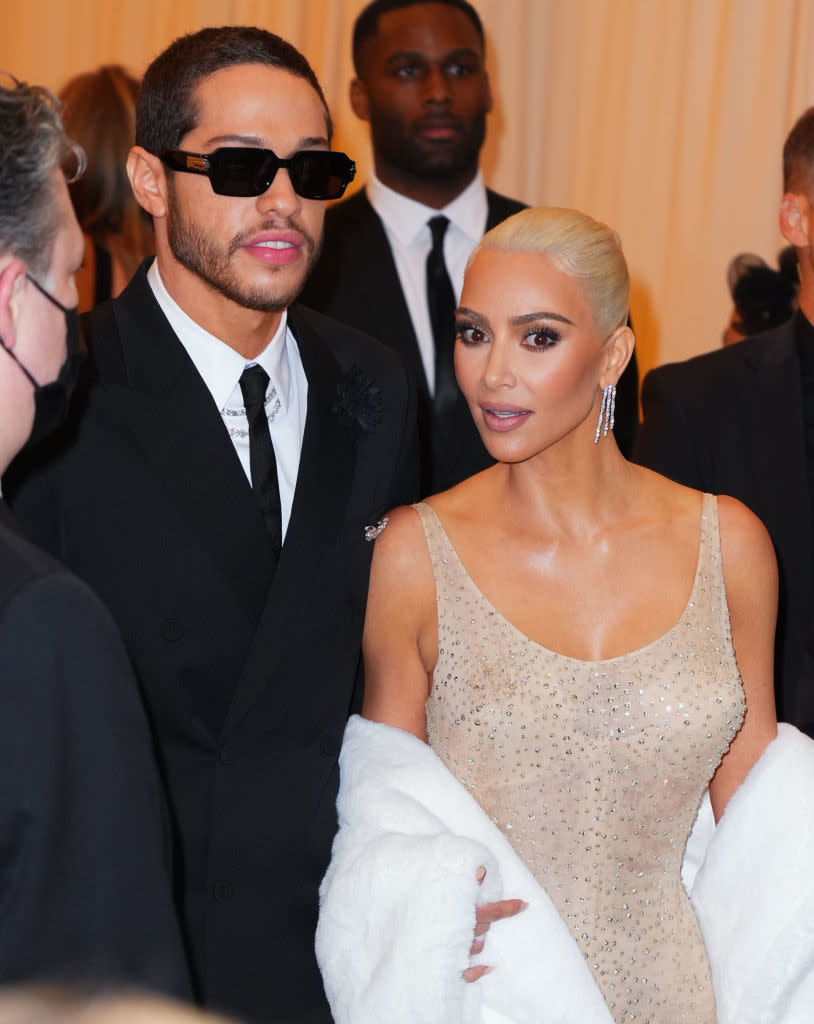 closeup of kim and pete at the met gala