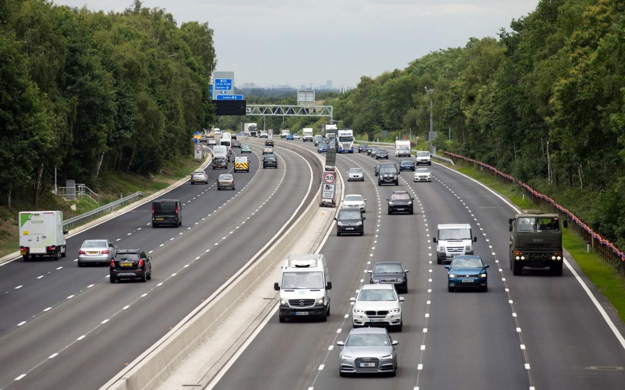 Vehicles on the new 13.4-mile long M3 'smart' motorway near Longcross, Surrey, between Farnborough and the M25. Less than half (48%) of UK motorists know the rules for using smart motorways, a new survey suggests - Steve Parsons/PA