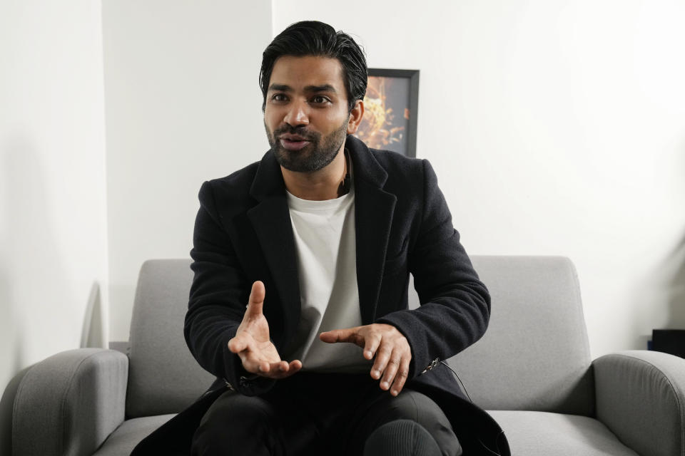 Indian actor Anupam Tripathi, who starred in the Netflix series "Squid Game", appears during an interview in Seoul, South Korea on Nov. 18, 2021. Tripathi was named one of AP's breakthrough entertainers of the year. (AP Photo/Ahn Young-joon).