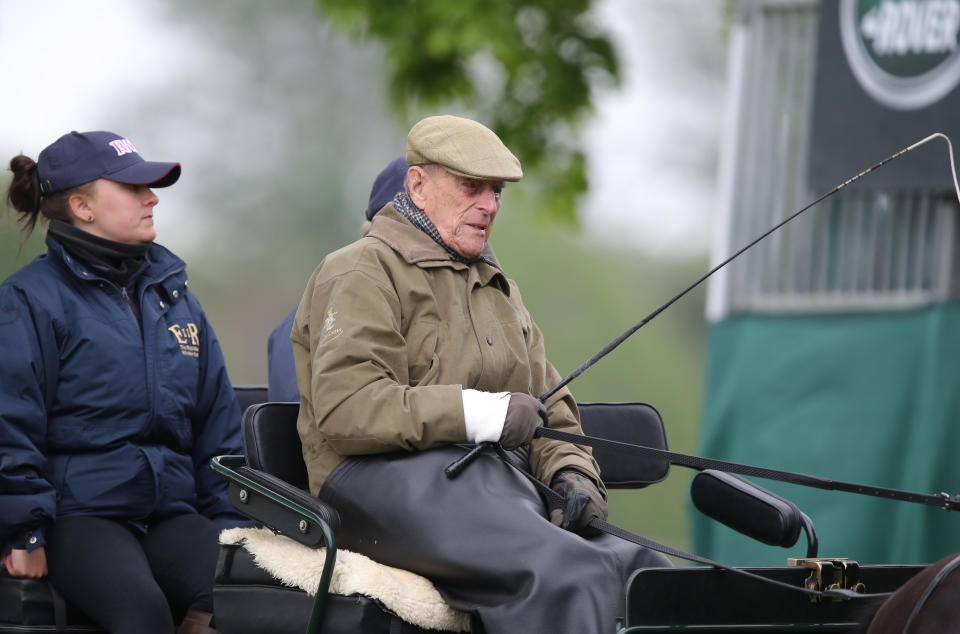 The Duke of Edinburgh driving a carriage during the Royal Windsor Horse Show in Windsor in 2019. (PA Images)