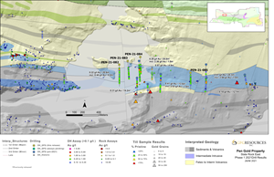 Plan Map of the Slate Rock Prospect with Drill Hole Locations