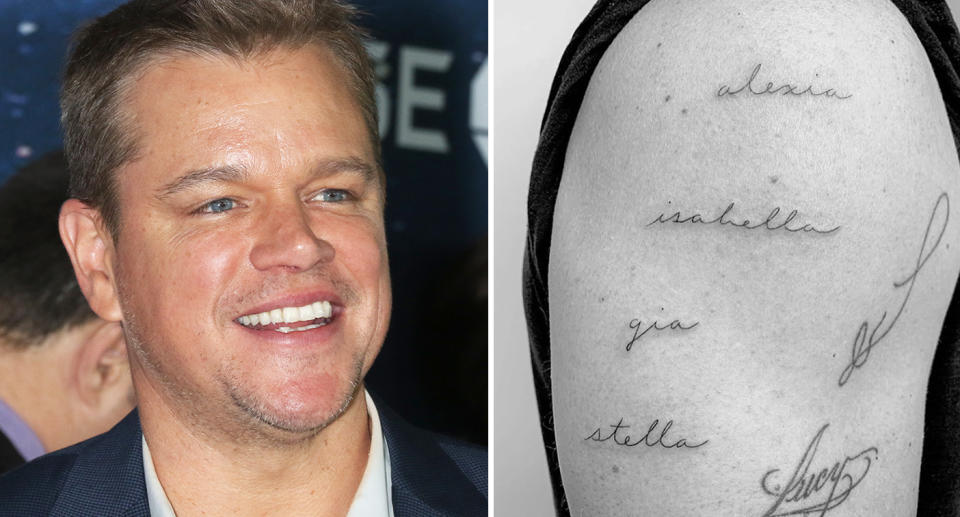 Matt Damon tattoo Daughters honoured in actor's latest inking