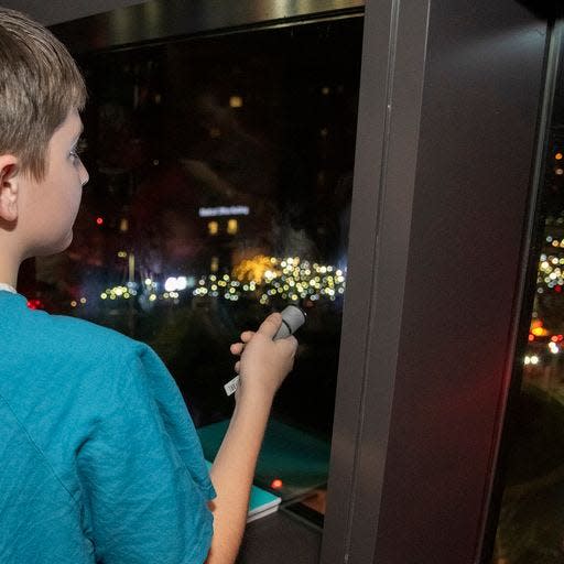 A pediatric patient participates in Moonbeams for Sweet Dreams from the inside.