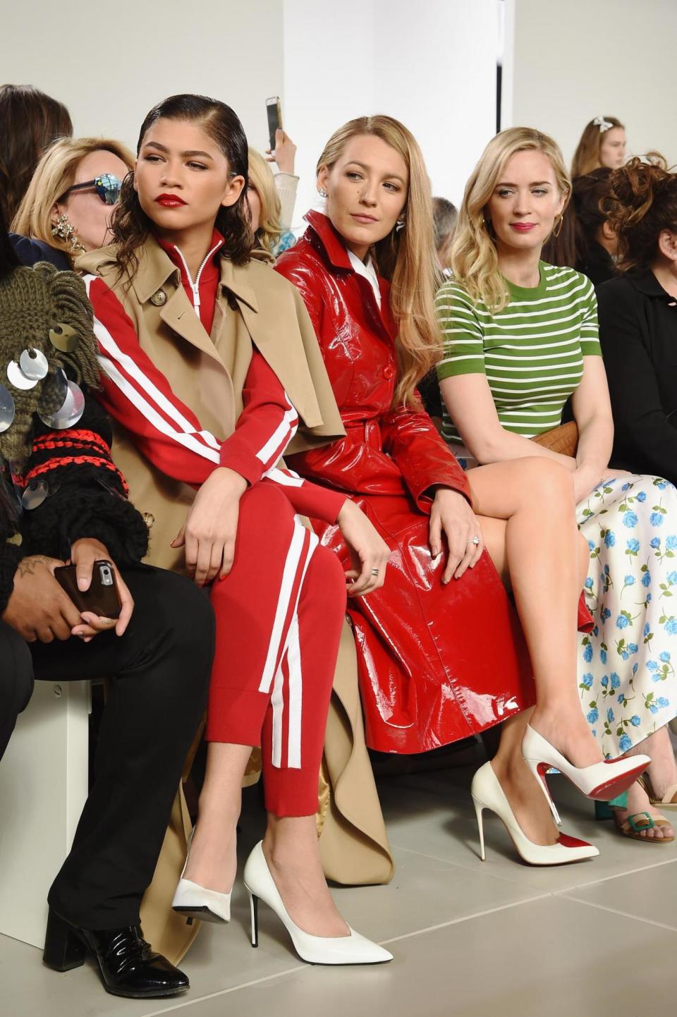 Zendaya, Blake Lively, and Emily Blunt attend the Michael Kors AW18 show (Getty Images for Michael Kors)